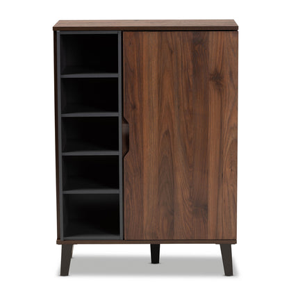 Baxton Studio - Idina Shoe Cabinet in Walnut/Grey/Dark Brown - SESC16104-Columbia-Shoe Cabinet view 3