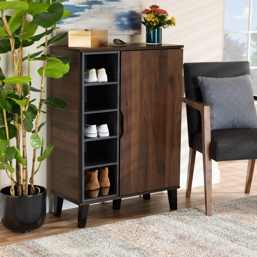 Baxton Studio - Idina Shoe Cabinet in Walnut/Grey/Dark Brown - SESC16104-Columbia-Shoe Cabinet view 7