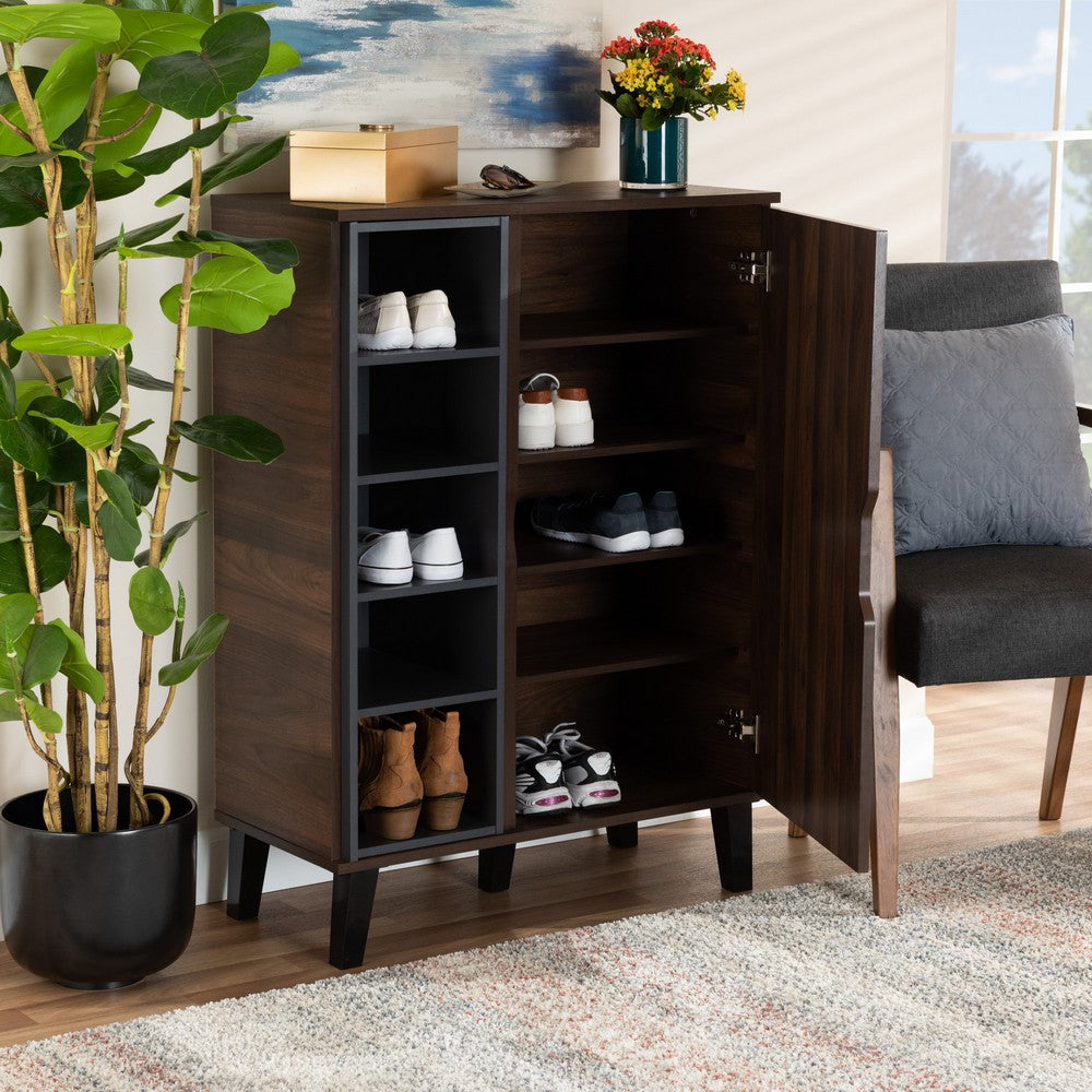 Baxton Studio - Idina Shoe Cabinet in Walnut/Grey/Dark Brown - SESC16104-Columbia-Shoe Cabinet view 8