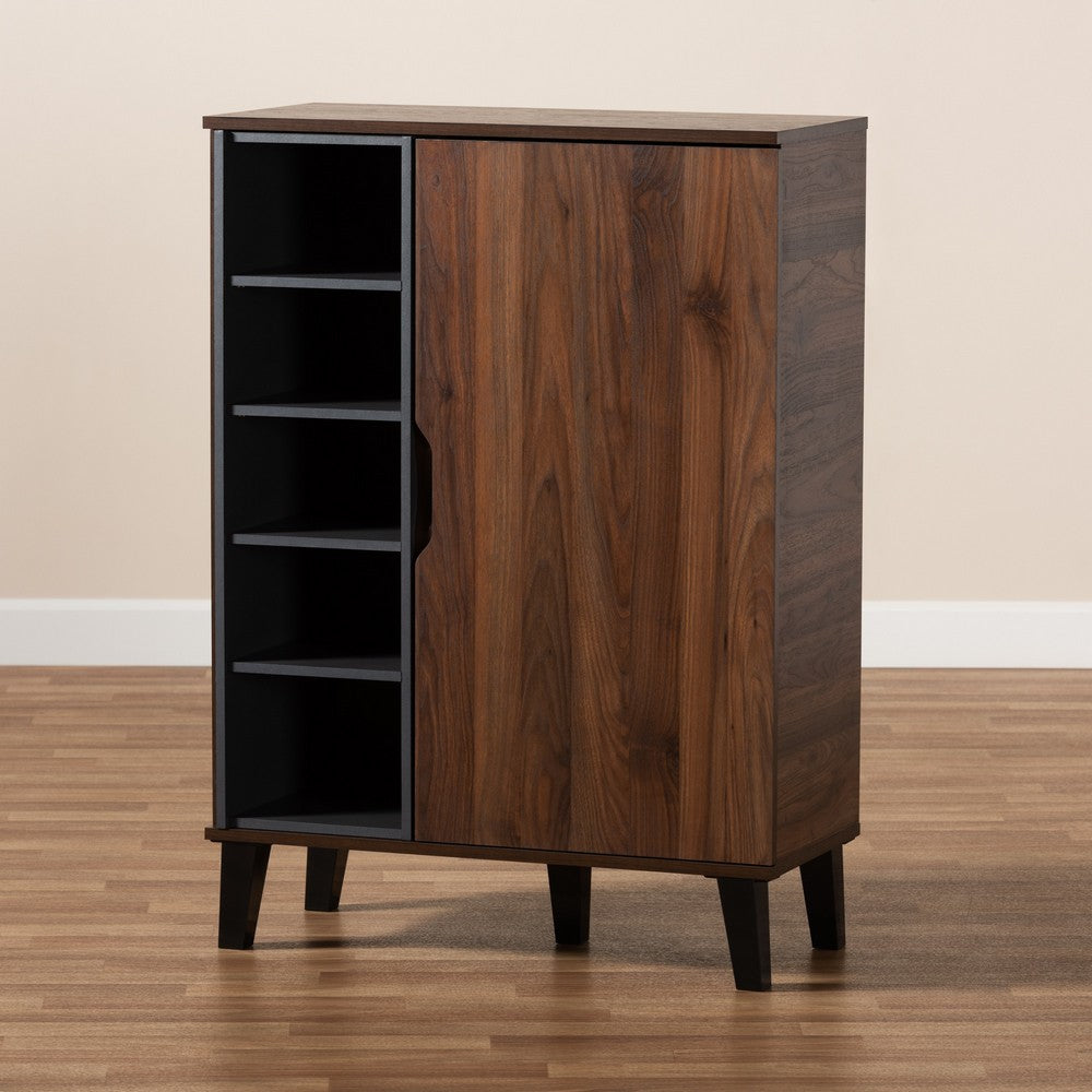 Baxton Studio - Idina Shoe Cabinet in Walnut/Grey/Dark Brown - SESC16104-Columbia-Shoe Cabinet view 9