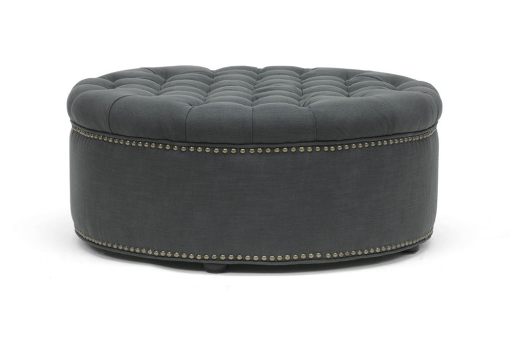 Baxton Studio - Iglehart Ottoman - 532-Gray-OTTO view 1