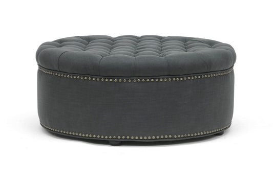 Baxton Studio - Iglehart Ottoman - 532-Gray-OTTO view 1