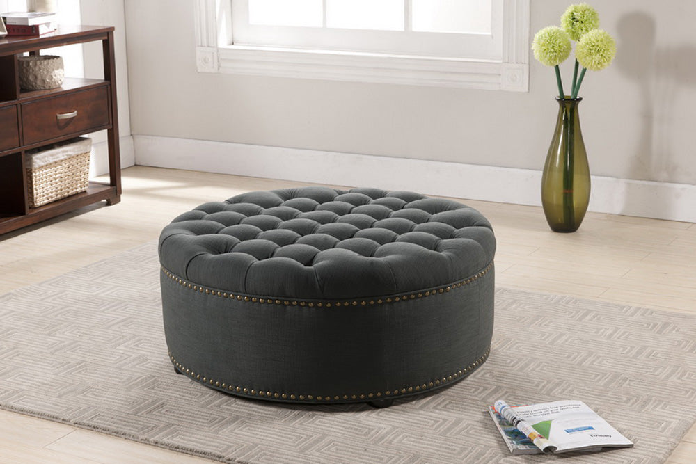 Baxton Studio - Iglehart Ottoman - 532-Gray-OTTO view 2