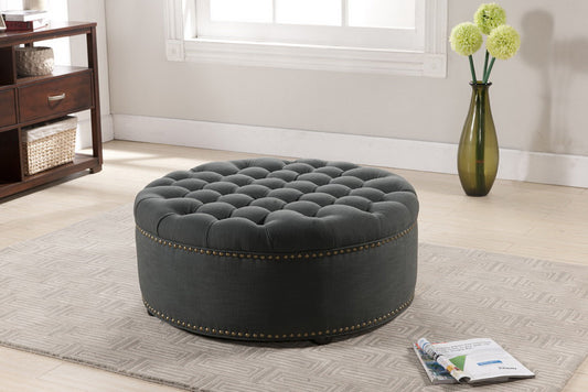 Baxton Studio - Iglehart Ottoman - 532-Gray-OTTO view 2