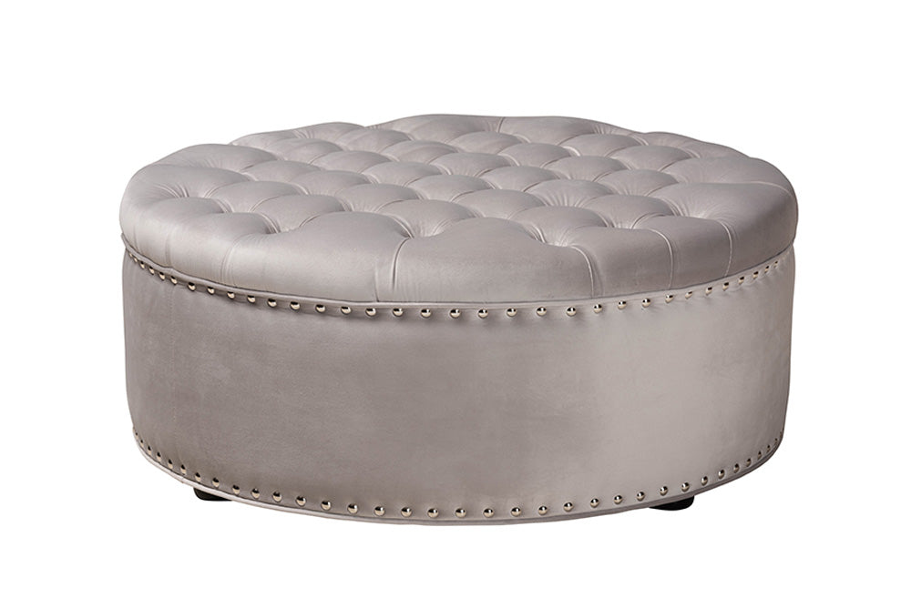 Baxton Studio - Iglehart Ottoman - 532-Slate Grey-Otto view 1