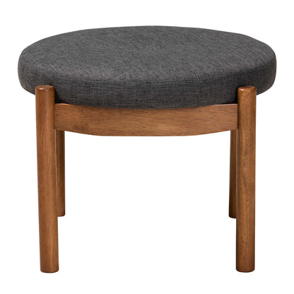 Baxton Studio - Iliana Footstool in Dark Grey/Walnut Brown - BBT5454-Dark Grey/Walnut-Stool view 2