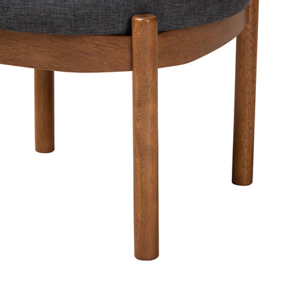 Baxton Studio - Iliana Footstool in Dark Grey/Walnut Brown - BBT5454-Dark Grey/Walnut-Stool view 3