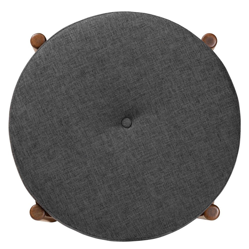 Baxton Studio - Iliana Footstool in Dark Grey/Walnut Brown - BBT5454-Dark Grey/Walnut-Stool view 4