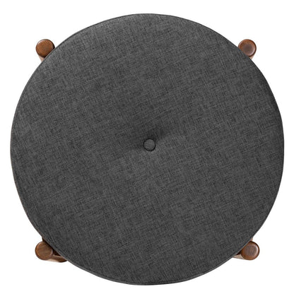 Baxton Studio - Iliana Footstool in Dark Grey/Walnut Brown - BBT5454-Dark Grey/Walnut-Stool view 4