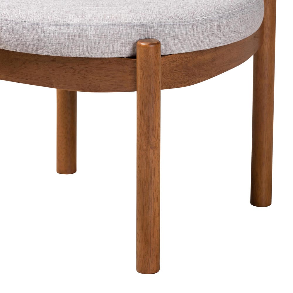 Baxton Studio - Iliana Footstool in Greyish Beige/Walnut Brown - BBT5454-Greyish Beige/Walnut-Stool view 3