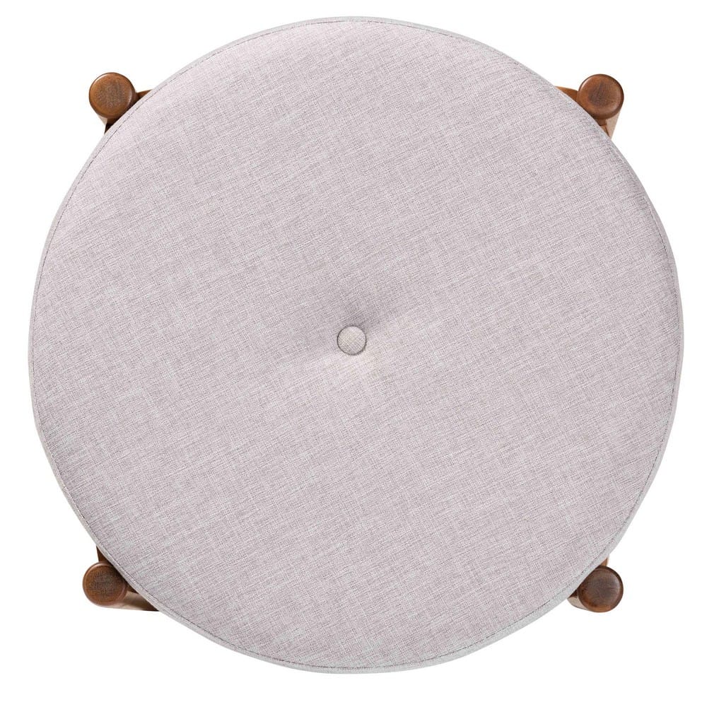 Baxton Studio - Iliana Footstool in Greyish Beige/Walnut Brown - BBT5454-Greyish Beige/Walnut-Stool view 4