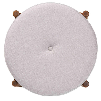 Baxton Studio - Iliana Footstool in Greyish Beige/Walnut Brown - BBT5454-Greyish Beige/Walnut-Stool view 4