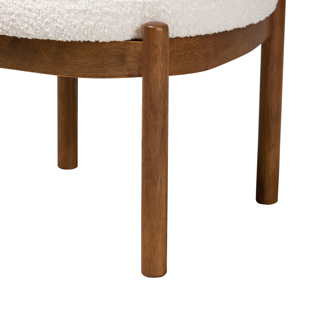 Baxton Studio - Iliana Footstool in White/Walnut Brown - BBT5454-Maya-Cream/Walnut-Stool view 3