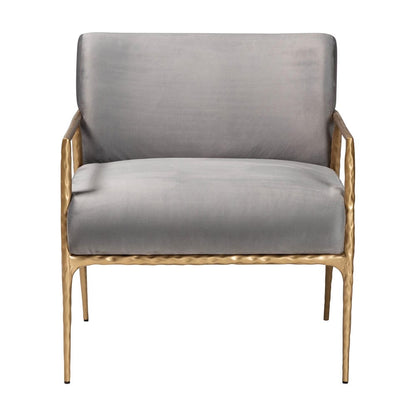 Baxton Studio - Ilmari Arm Chair in Grey/Gold - FUR6887-Upholstered/Metal Frame-CC view 2
