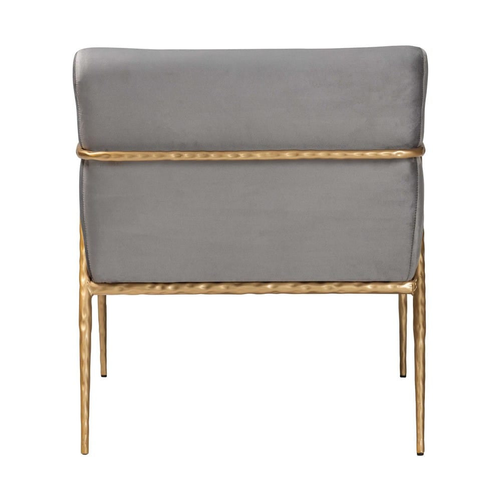 Baxton Studio - Ilmari Arm Chair in Grey/Gold - FUR6887-Upholstered/Metal Frame-CC view 4