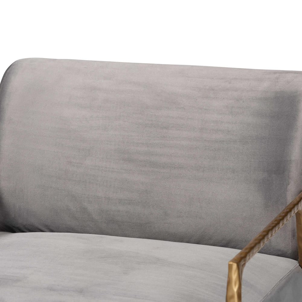 Baxton Studio - Ilmari Arm Chair in Grey/Gold - FUR6887-Upholstered/Metal Frame-CC view 5