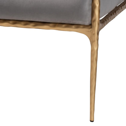 Baxton Studio - Ilmari Arm Chair in Grey/Gold - FUR6887-Upholstered/Metal Frame-CC view 6