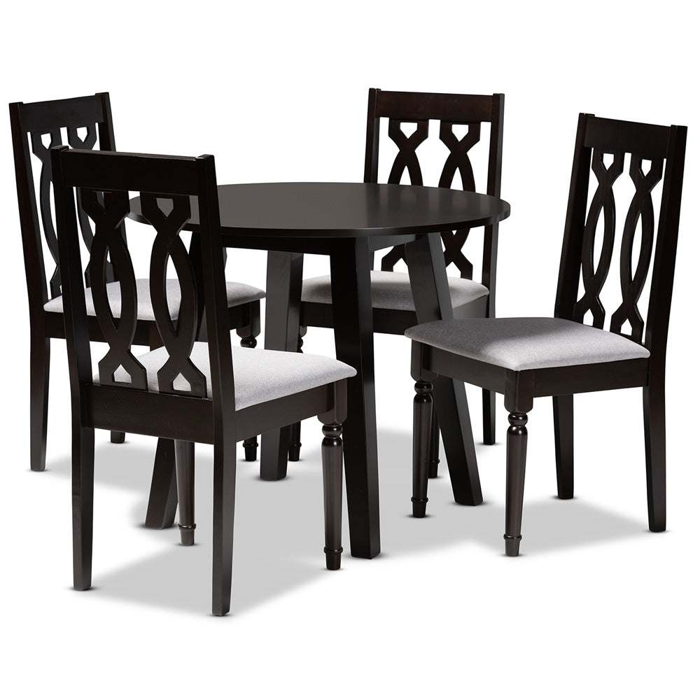 Baxton Studio - Imogen Dining Set in Grey/Dark Brown - Imogen-Grey/Dark Brown-5PC Dining Set view 1