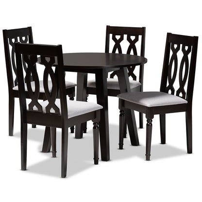 Baxton Studio - Imogen Dining Set in Grey/Dark Brown - Imogen-Grey/Dark Brown-5PC Dining Set view 1
