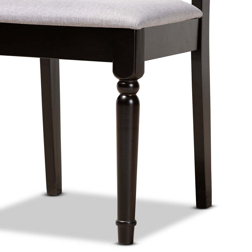 Baxton Studio - Imogen Dining Set in Grey/Dark Brown - Imogen-Grey/Dark Brown-5PC Dining Set view 6