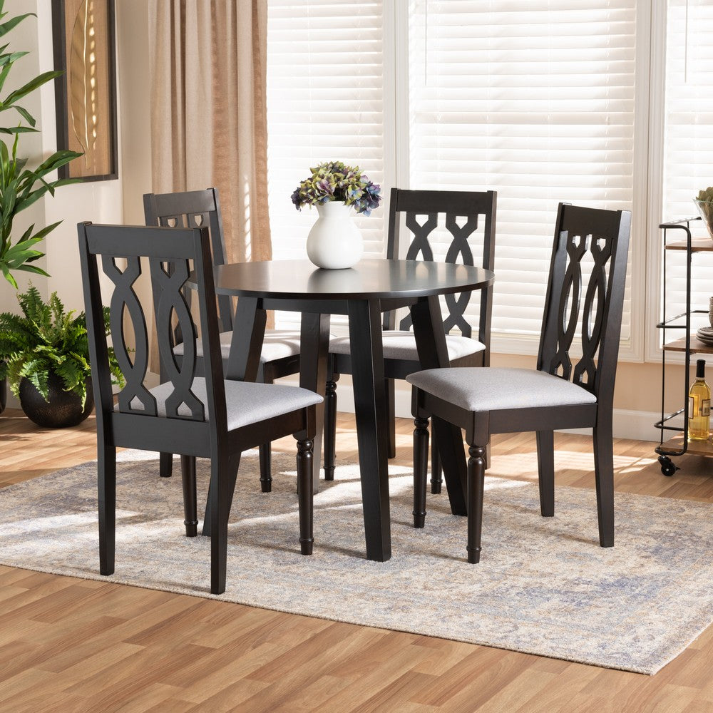 Baxton Studio - Imogen Dining Set in Grey/Dark Brown - Imogen-Grey/Dark Brown-5PC Dining Set view 7