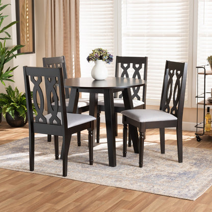 Baxton Studio - Imogen Dining Set in Grey/Dark Brown - Imogen-Grey/Dark Brown-5PC Dining Set view 7