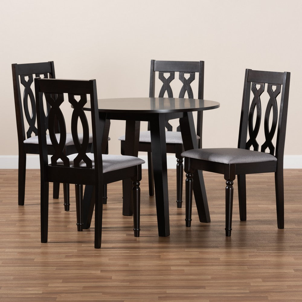 Baxton Studio - Imogen Dining Set in Grey/Dark Brown - Imogen-Grey/Dark Brown-5PC Dining Set view 8