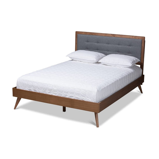 Baxton Studio - Ines Full Size Bed in Dark Gray/Walnut - Ines-Dark Grey/Ash Walnut-Full view 1