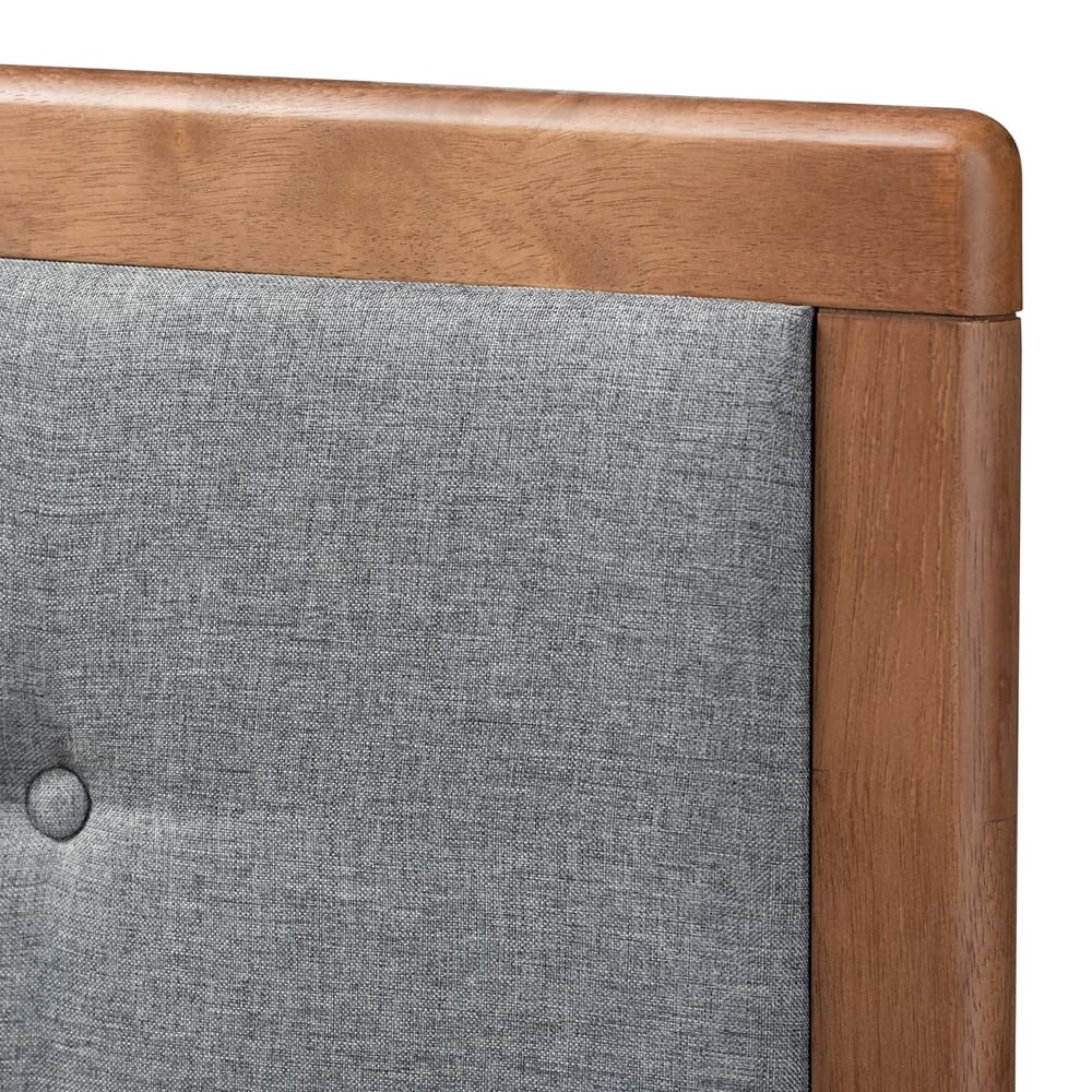Baxton Studio - Ines Full Size Bed in Dark Gray/Walnut - Ines-Dark Grey/Ash Walnut-Full view 4
