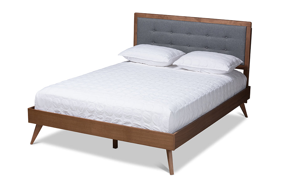Baxton Studio - Ines King Size Bed in Dark Gray/Walnut - Ines-Dark Grey/Ash Walnut-King view 1