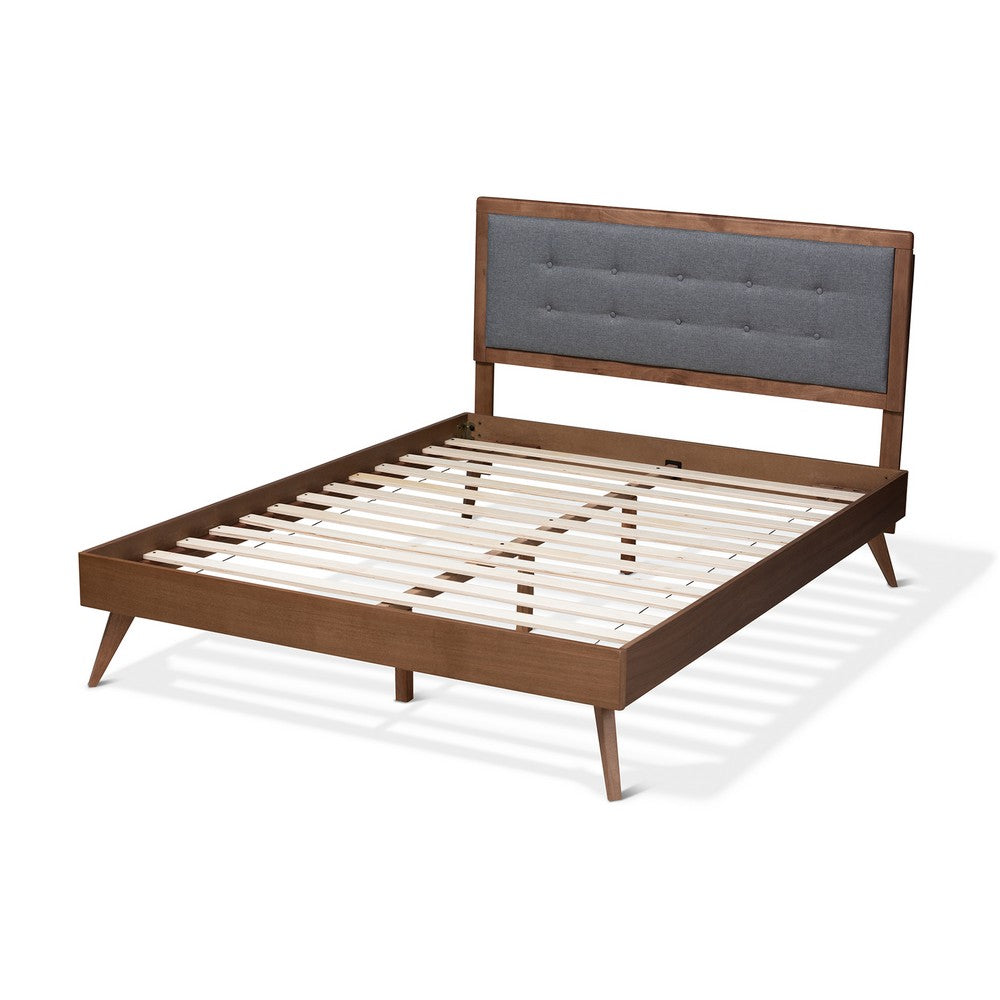 Baxton Studio - Ines King Size Bed in Dark Gray/Walnut - Ines-Dark Grey/Ash Walnut-King view 3