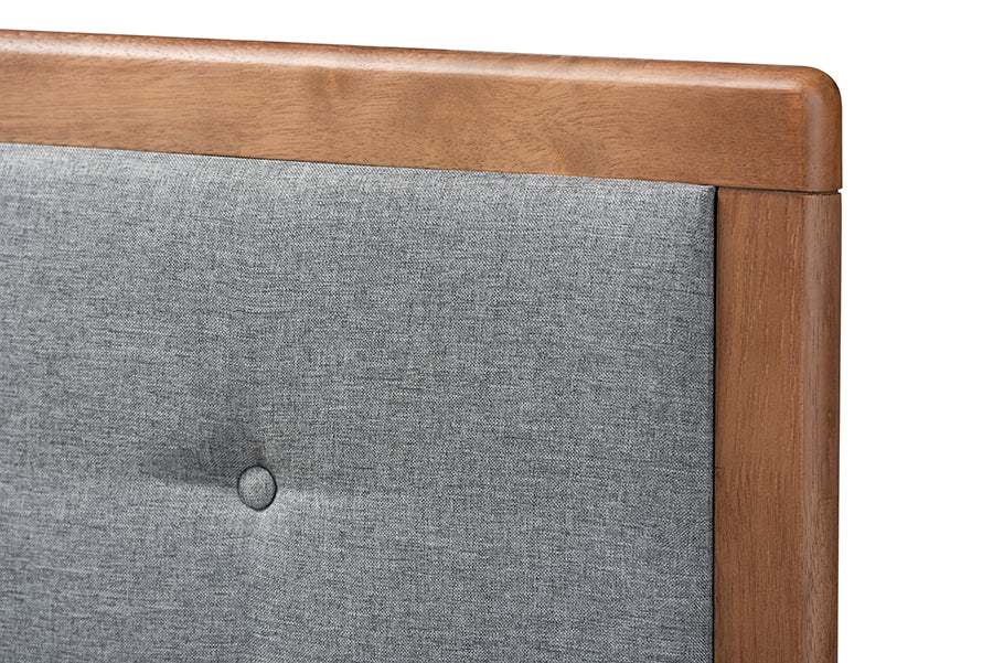 Baxton Studio - Ines King Size Bed in Dark Gray/Walnut - Ines-Dark Grey/Ash Walnut-King view 5