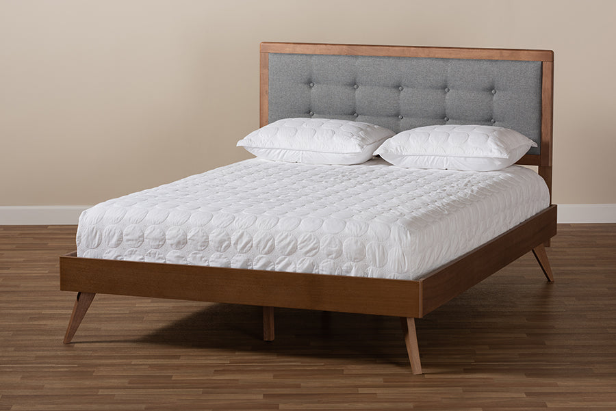 Baxton Studio - Ines King Size Bed in Dark Gray/Walnut - Ines-Dark Grey/Ash Walnut-King view 6