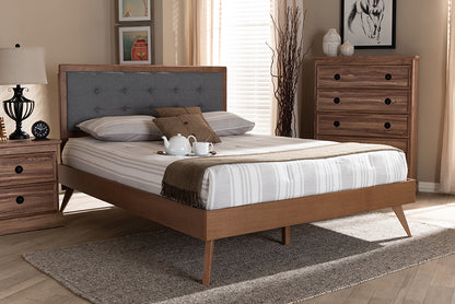 Baxton Studio - Ines King Size Bed in Dark Gray/Walnut - Ines-Dark Grey/Ash Walnut-King view 7