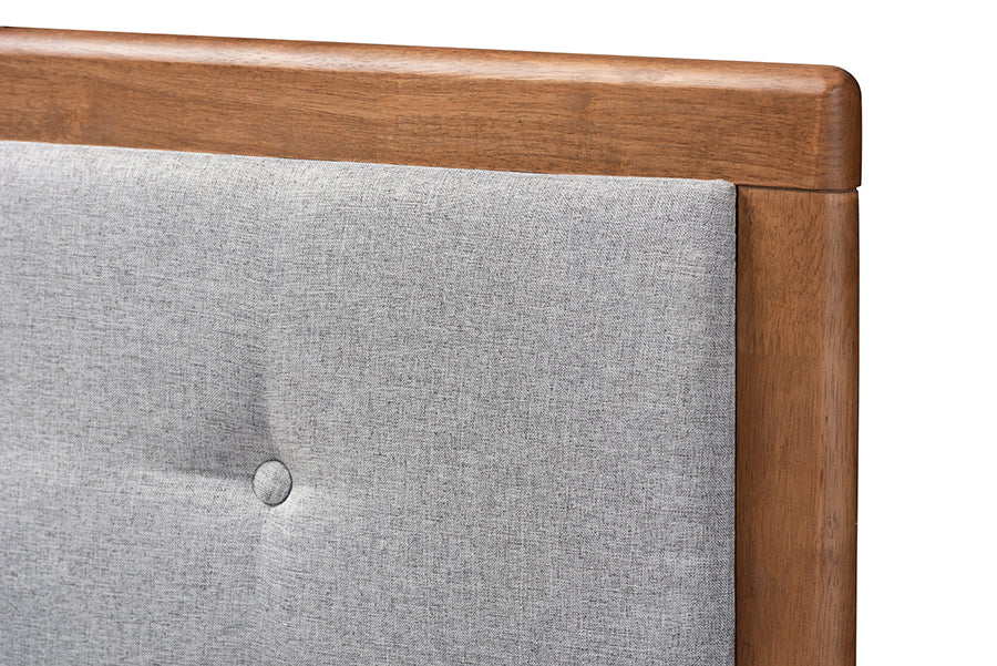 Baxton Studio - Ines King Size Bed in Gray/Walnut - Ines-Light Grey/Ash Walnut-King view 4