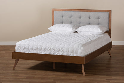 Baxton Studio - Ines King Size Bed in Gray/Walnut - Ines-Light Grey/Ash Walnut-King view 6