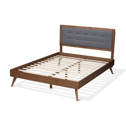 Baxton Studio - Ines Queen Size Bed in Dark Gray/Walnut - Ines-Dark Grey/Ash Walnut-Queen view 3