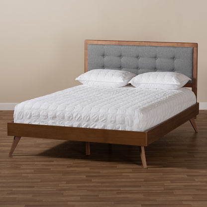 Baxton Studio - Ines Queen Size Bed in Dark Gray/Walnut - Ines-Dark Grey/Ash Walnut-Queen view 6