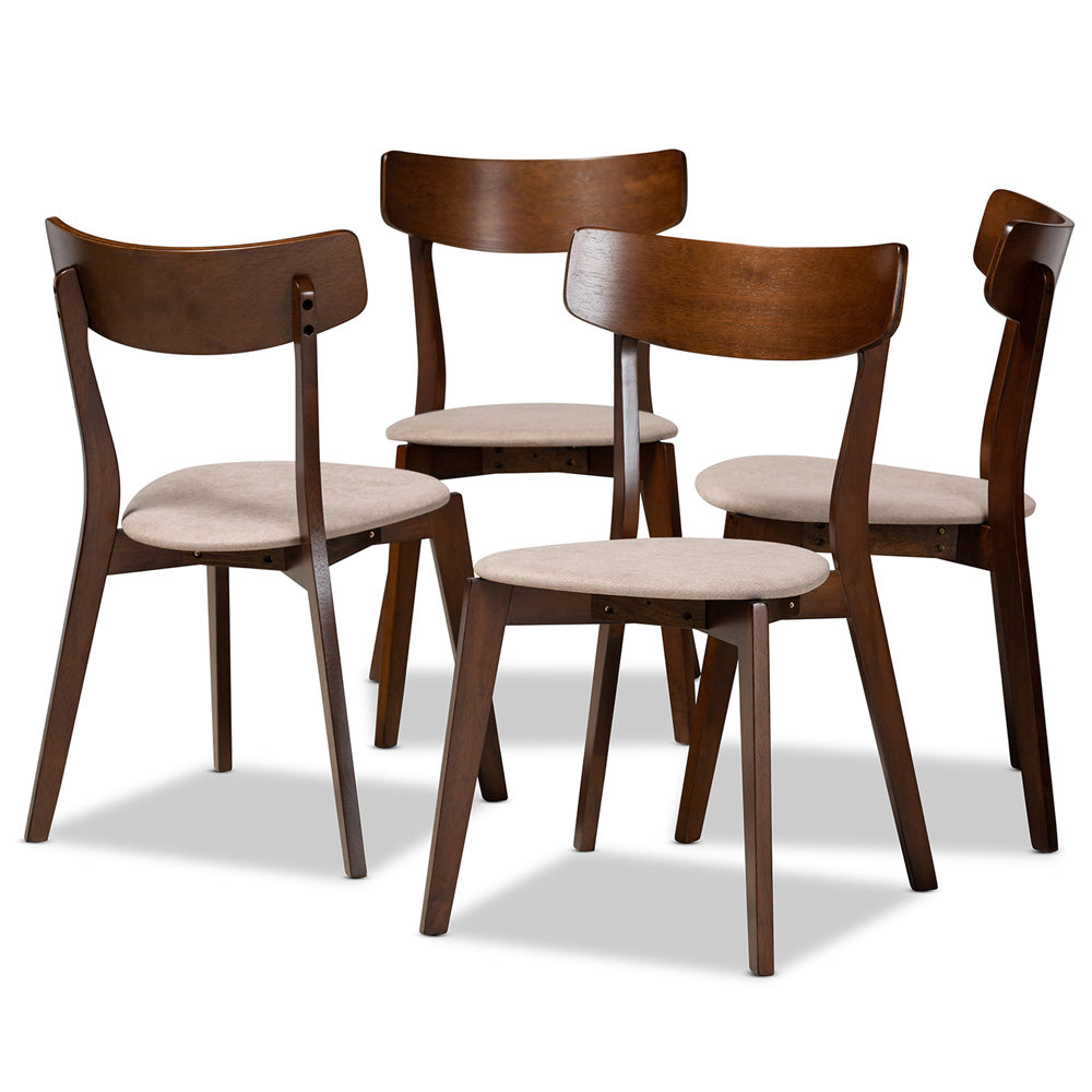 Baxton Studio - Iora Set of 4 Dining Chairs in Light Beige/Walnut - Iora-Latte/Walnut-DC view 1