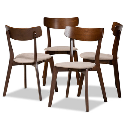 Baxton Studio - Iora Set of 4 Dining Chairs in Light Beige/Walnut - Iora-Latte/Walnut-DC view 1