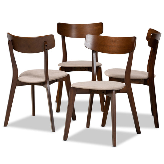 Baxton Studio - Iora Set of 4 Dining Chairs in Light Beige/Walnut - Iora-Latte/Walnut-DC view 1