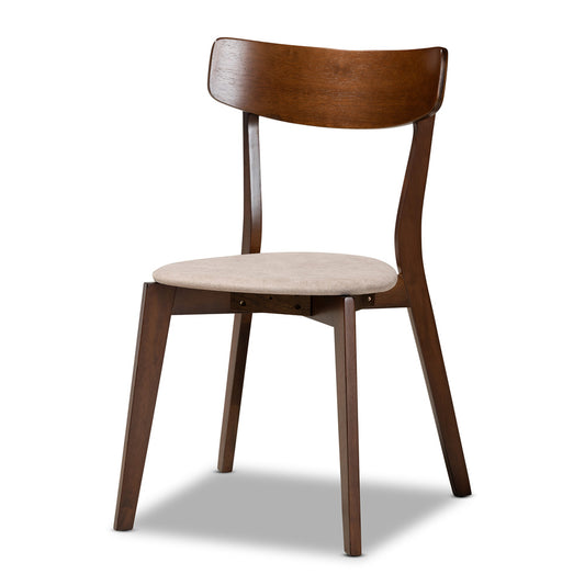 Baxton Studio - Iora Set of 4 Dining Chairs in Light Beige/Walnut - Iora-Latte/Walnut-DC view 2