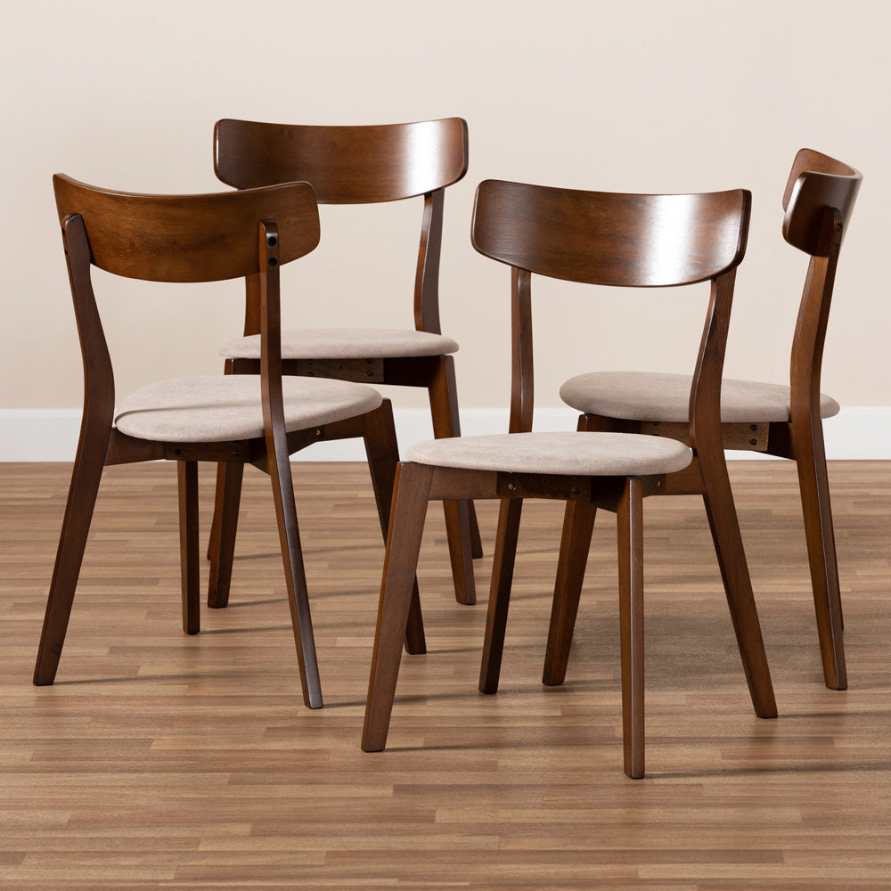 Baxton Studio - Iora Set of 4 Dining Chairs in Light Beige/Walnut - Iora-Latte/Walnut-DC view 5