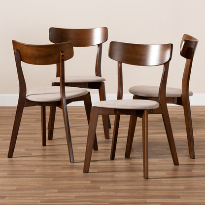 Baxton Studio - Iora Set of 4 Dining Chairs in Light Beige/Walnut - Iora-Latte/Walnut-DC view 5