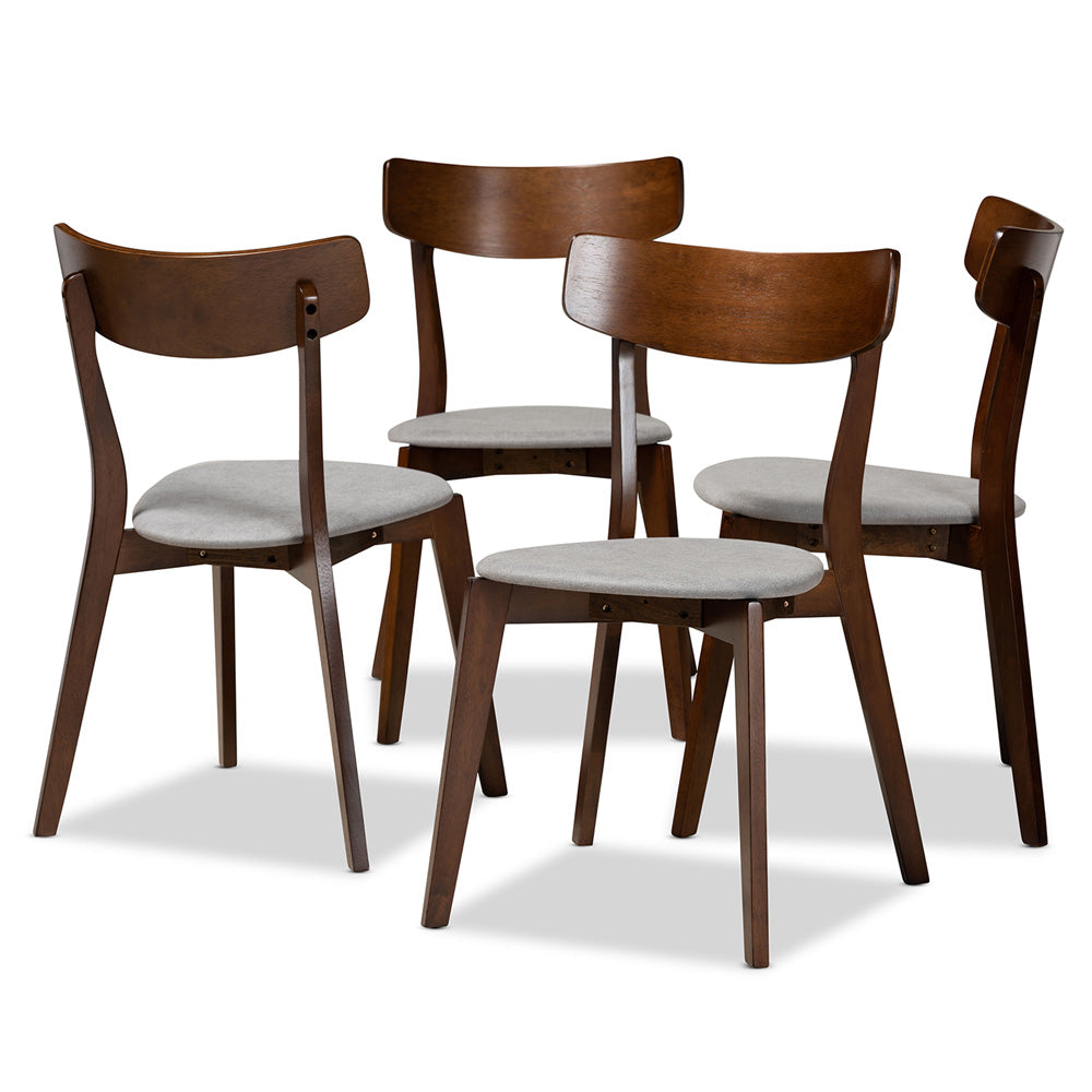 Baxton Studio - Iora Set of 4 Dining Chairs in Light Grey/Walnut - Iora-Smoke/Walnut-DC view 1