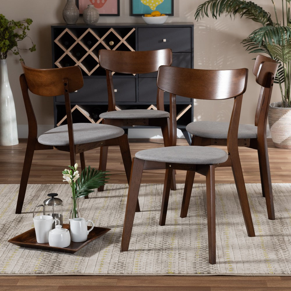 Baxton Studio - Iora Set of 4 Dining Chairs in Light Grey/Walnut - Iora-Smoke/Walnut-DC view 4