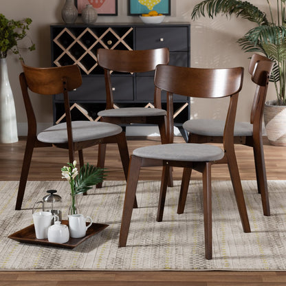 Baxton Studio - Iora Set of 4 Dining Chairs in Light Grey/Walnut - Iora-Smoke/Walnut-DC view 4