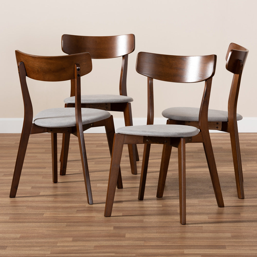 Baxton Studio - Iora Set of 4 Dining Chairs in Light Grey/Walnut - Iora-Smoke/Walnut-DC view 5