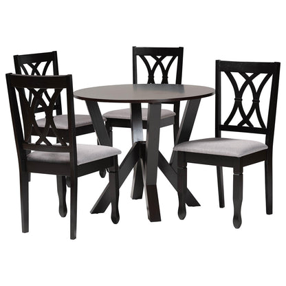 Baxton Studio - Irene Dining Set in Grey/Dark Brown - Maddie-Grey/Dark Brown-5PC Dining Set view 1