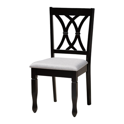 Baxton Studio - Irene Dining Set in Grey/Dark Brown - Maddie-Grey/Dark Brown-5PC Dining Set view 2
